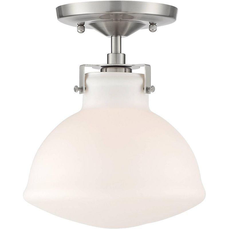 Possini Euro Design Bellis 9 1/2" Wide Brushed Nickel and White Glass Ceiling Light