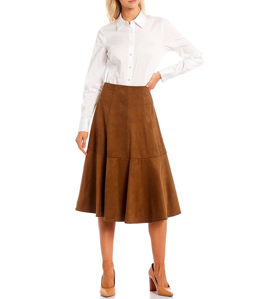 Antonio Melani Maisee Suede High Rise Elastic Waist Midi Skirt