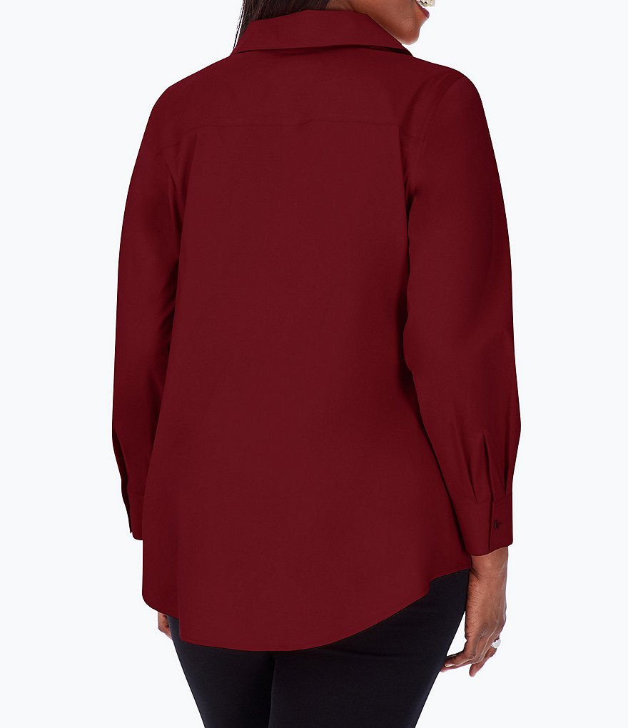 Foxcroft Plus Size Cecila Long Sleeve Wing Collar Non-Iron Stretch Tunic