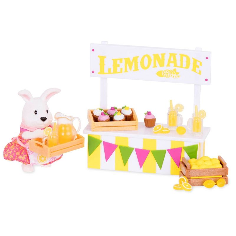 Li'l Woodzeez Miniature Playset with Animal Figurine 25pc - Lemonade Stand Set