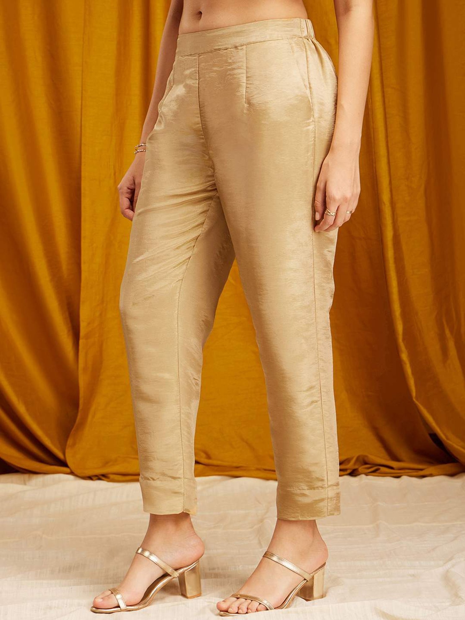 Pink Fort Golden Relaxed Fit Pants