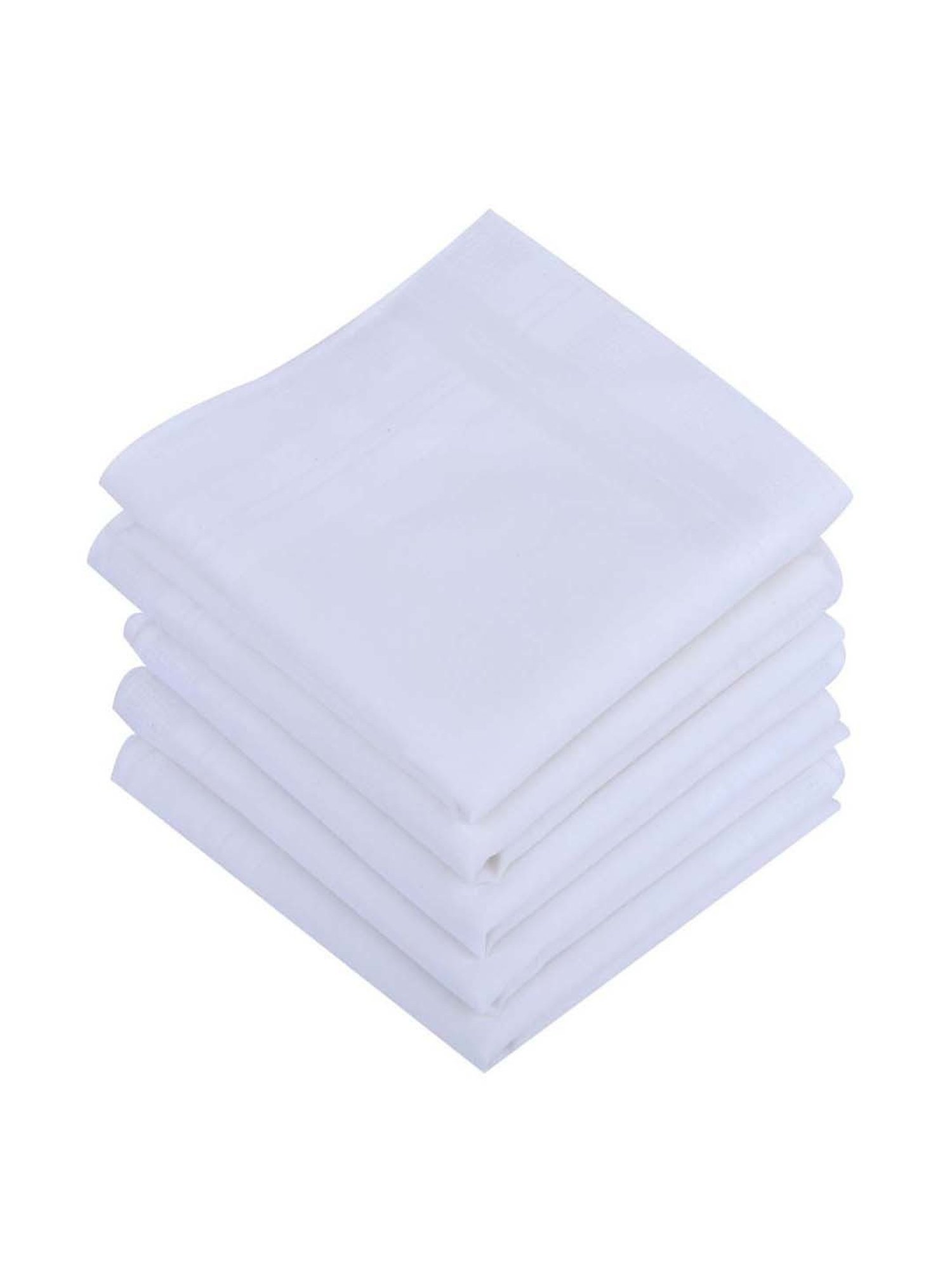Dollar White Solid Handkerchiefs for Men - Pack of 10