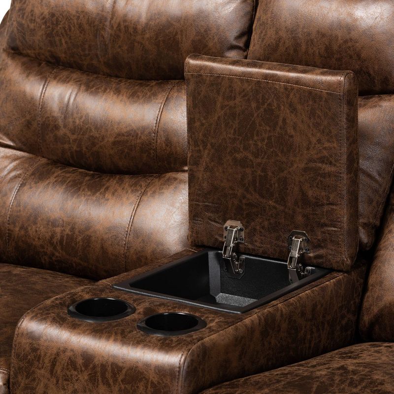 Beasely Faux Leather Upholstered 2 Seater Reclining Loveseat Brown - Baxton Studio