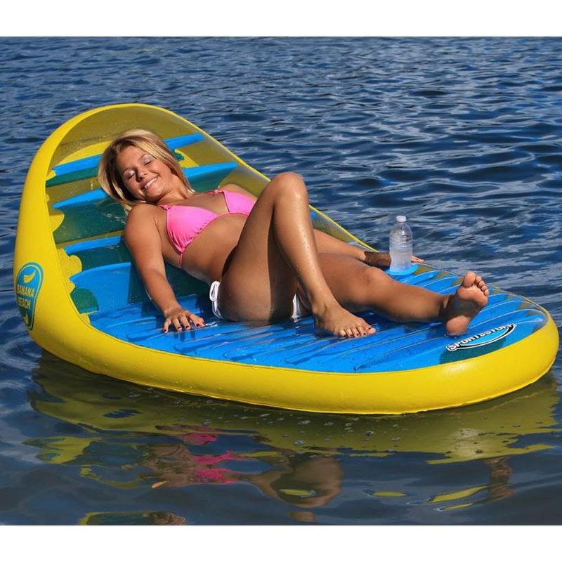 Sportsstuff Banana Beach Inflatable Swimming Pool Float Lounger Chair, Blue