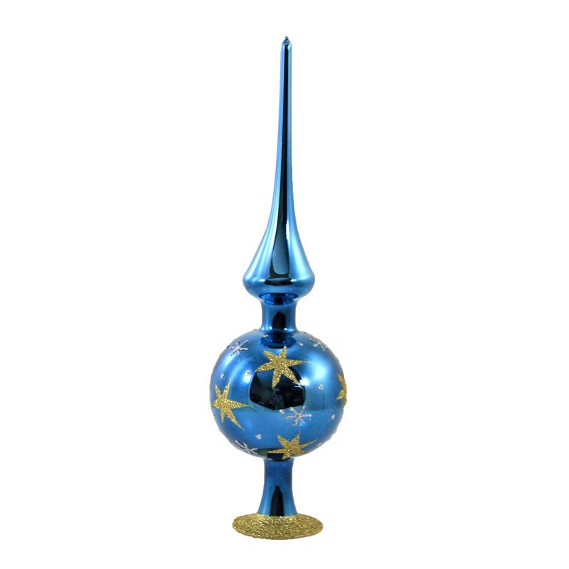 Inge Glas 9.75" Turquoise Sparkling Sky Finial Tree Topper Christmas  -  Tree Toppers
