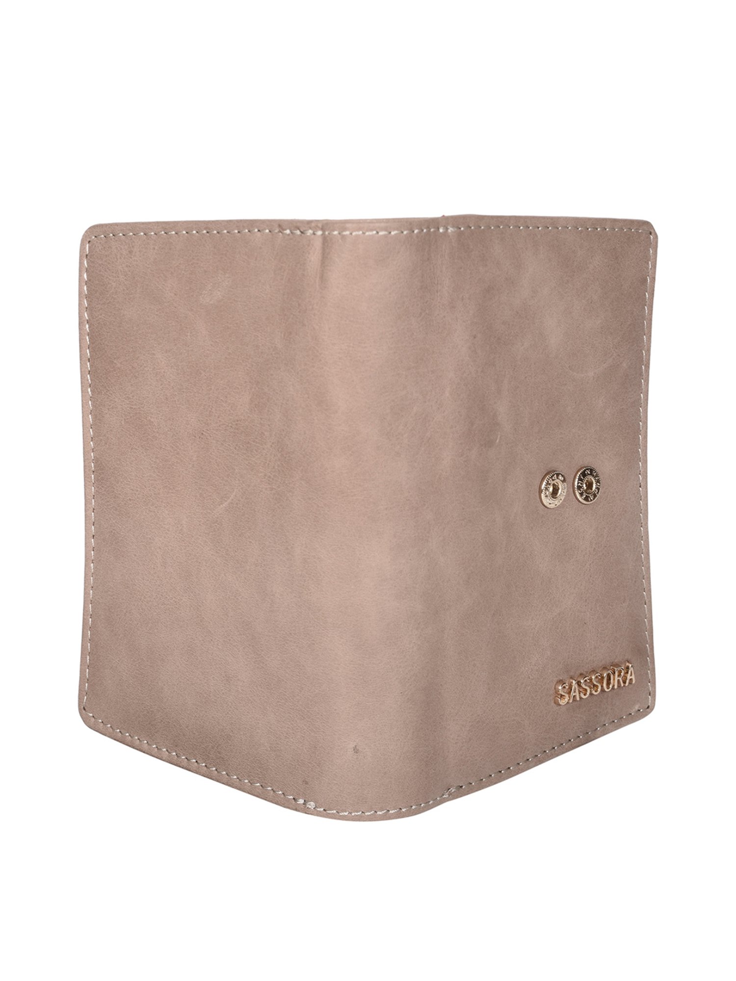 SASSORA Beige Solid Rfid Bi-Fold Wallet for Women