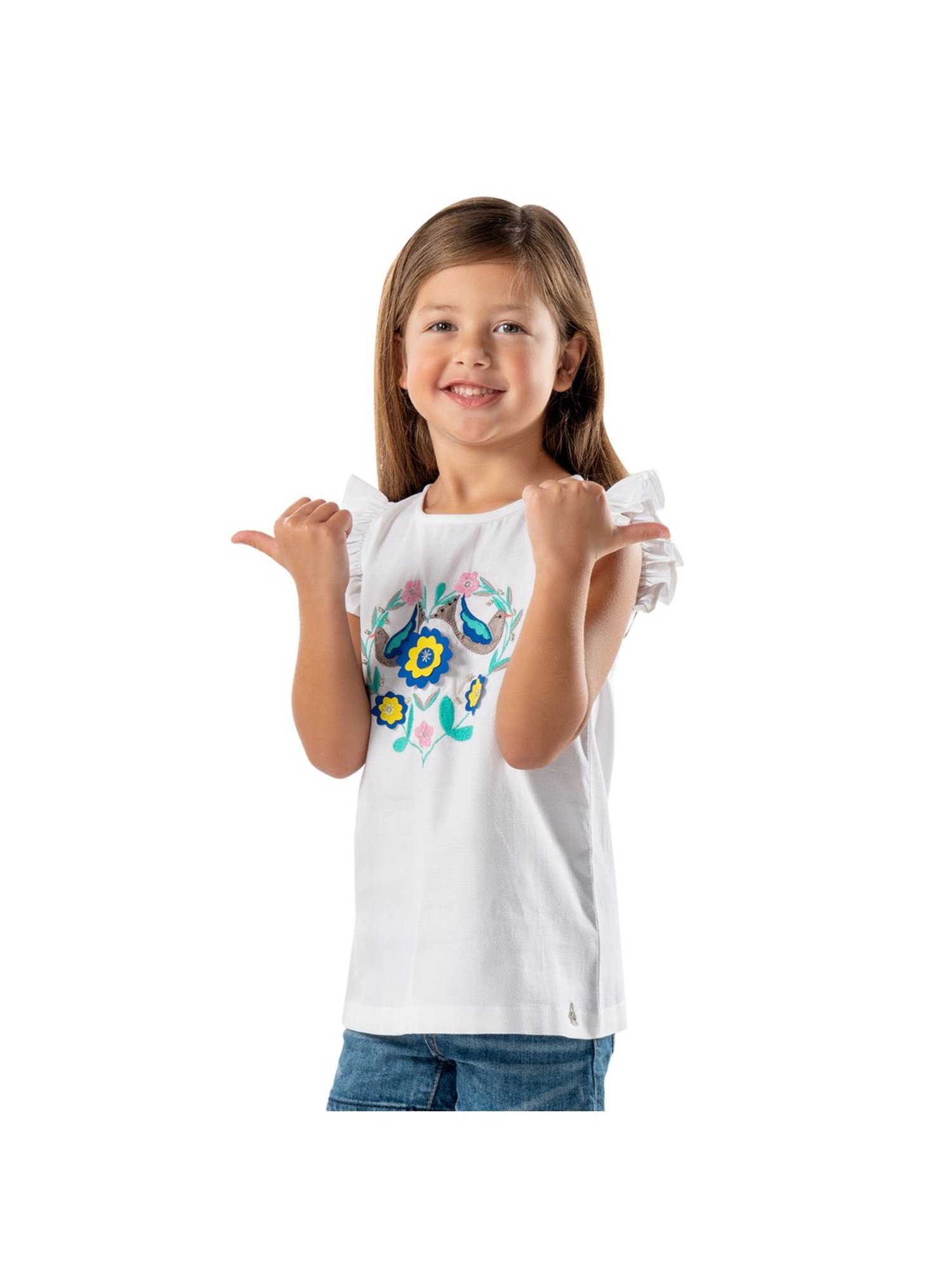 Cherry Crumble By Nitt Hyman Kids White Embroidered Top
