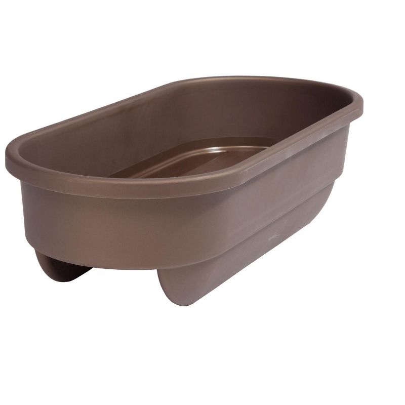 HC Companies heavy duty 24-Inch Width Deck Rail Box Planter, White w/ plugs