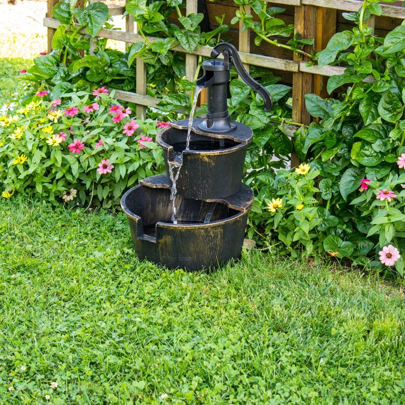 27" Polyresin Water Barrel Fountain - Copper - Backyard Expressions