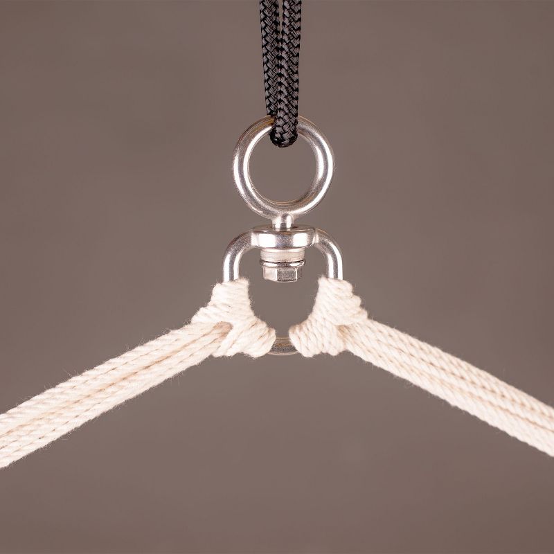 La Siesta Organic Cotton 360 Degree Swivel Comfort Size Indoor Outdoor Patio Hammock Chair with 43 Inch Bamboo Spreader Bar, Latte