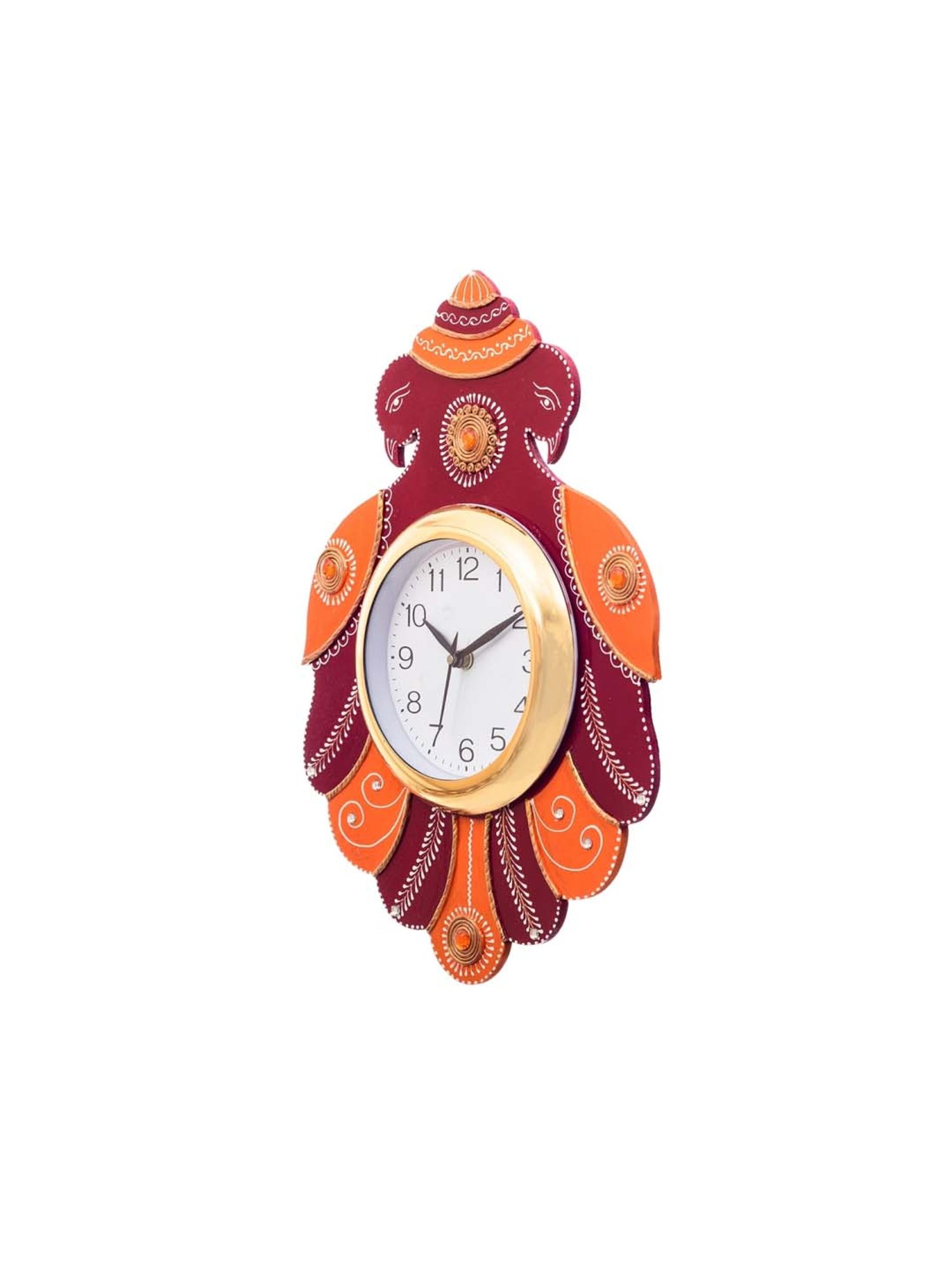 eCraftIndia Handcrafted Papier-Mache 2 Peacocks Decorative Wall Clock