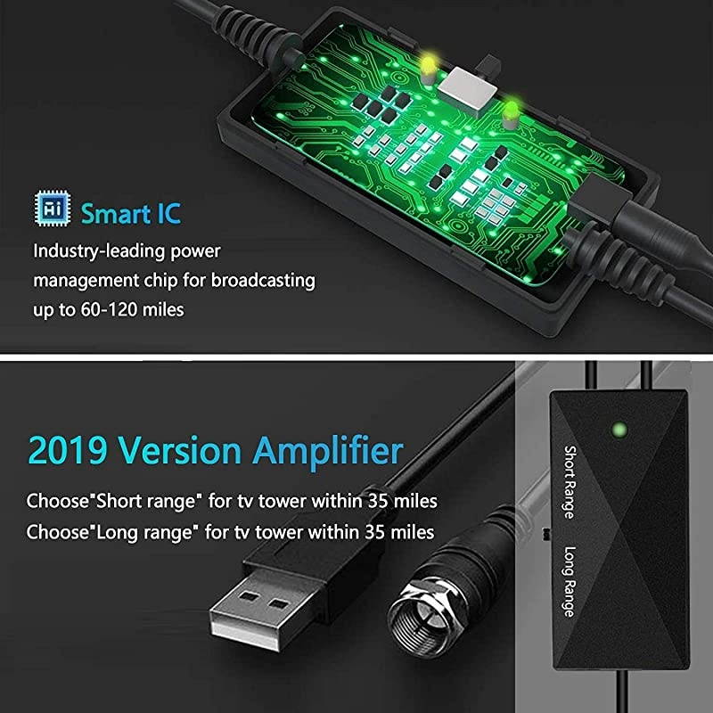 Antenna HDAntenna Support 4K 1080P 90120 Miles Range Digital Antenna for HDVHF UHF Freeview Channels Antenna with Amplifier Signal Booster 18 Ft Premium Coaxial Cable