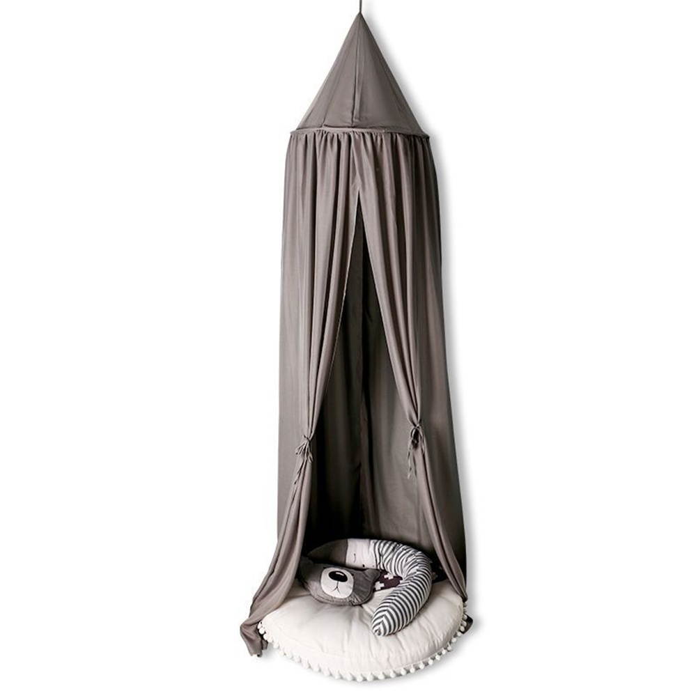 Mosquito Net Canopy Round Dome Bed Curtain Durable Mosquito Net Toddler Crib Netting for Beds Cradles(Grey)