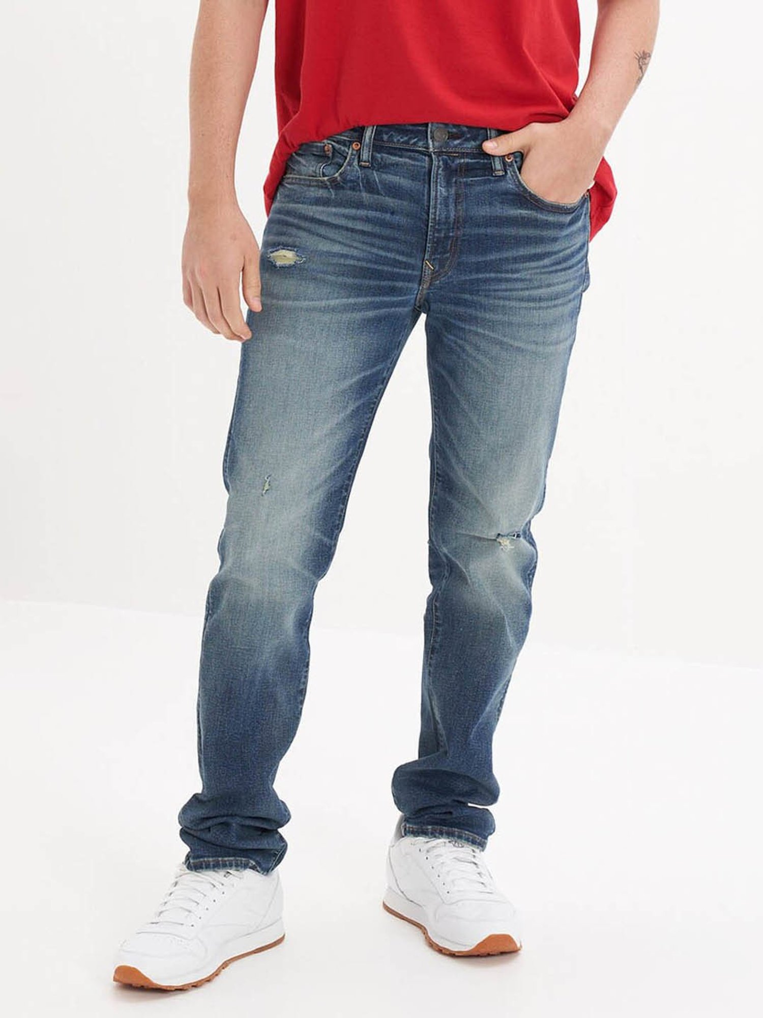 American Eagle Light Denim Slim Fit Distressed Jeans