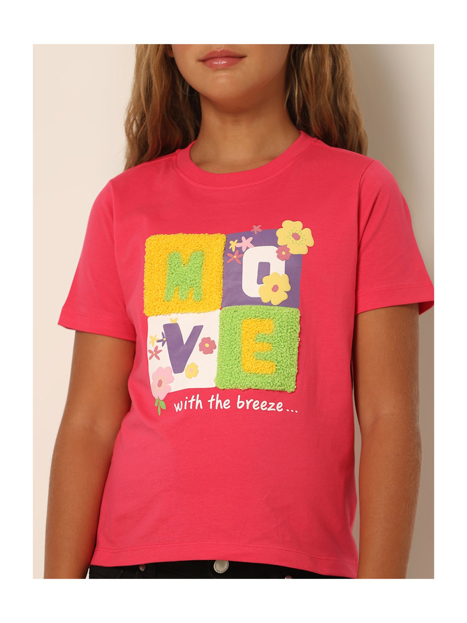 VERO MODA GIRL Pink Printed T-Shirt