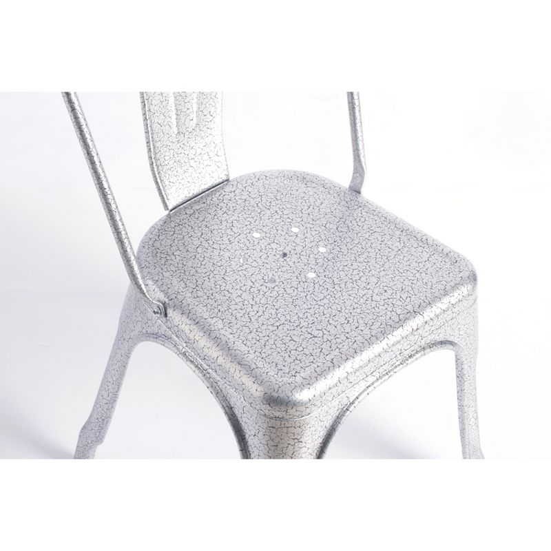 Bold Tones Silver Industrial Metal Dining Bistro Chair with Back