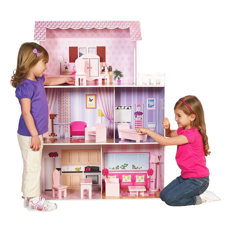 Teamson Kids Fancy Mansion Doll House With 13pcs Furniture