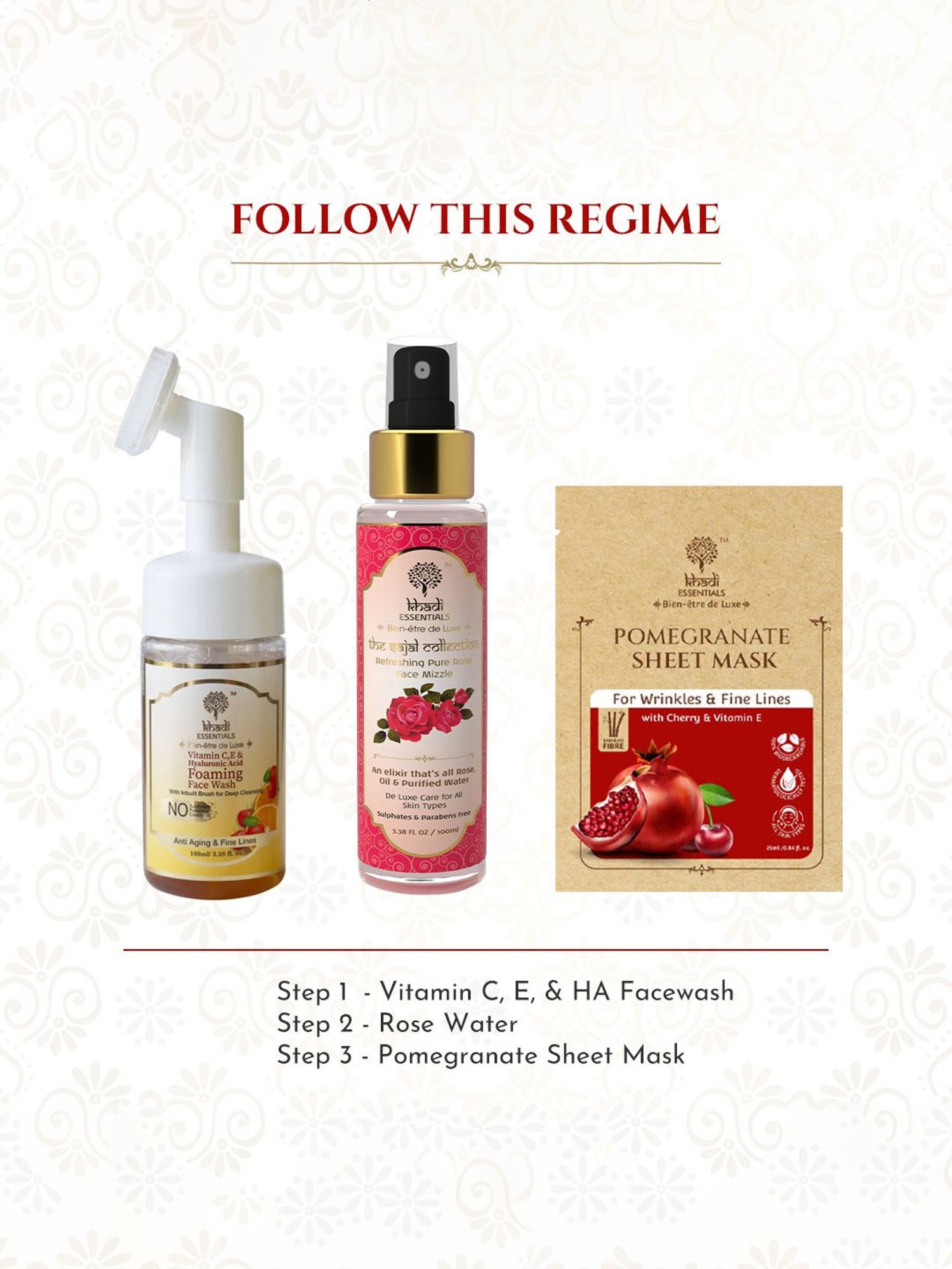 Khadi Essentials Pomegranate Sheet Mask - Pack of 3