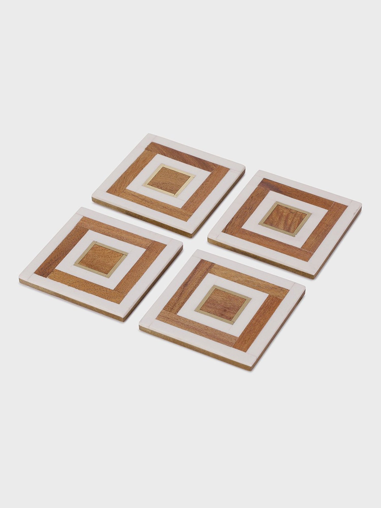 Fabindia Home Ayaana White Resin Coasters - Set of 4