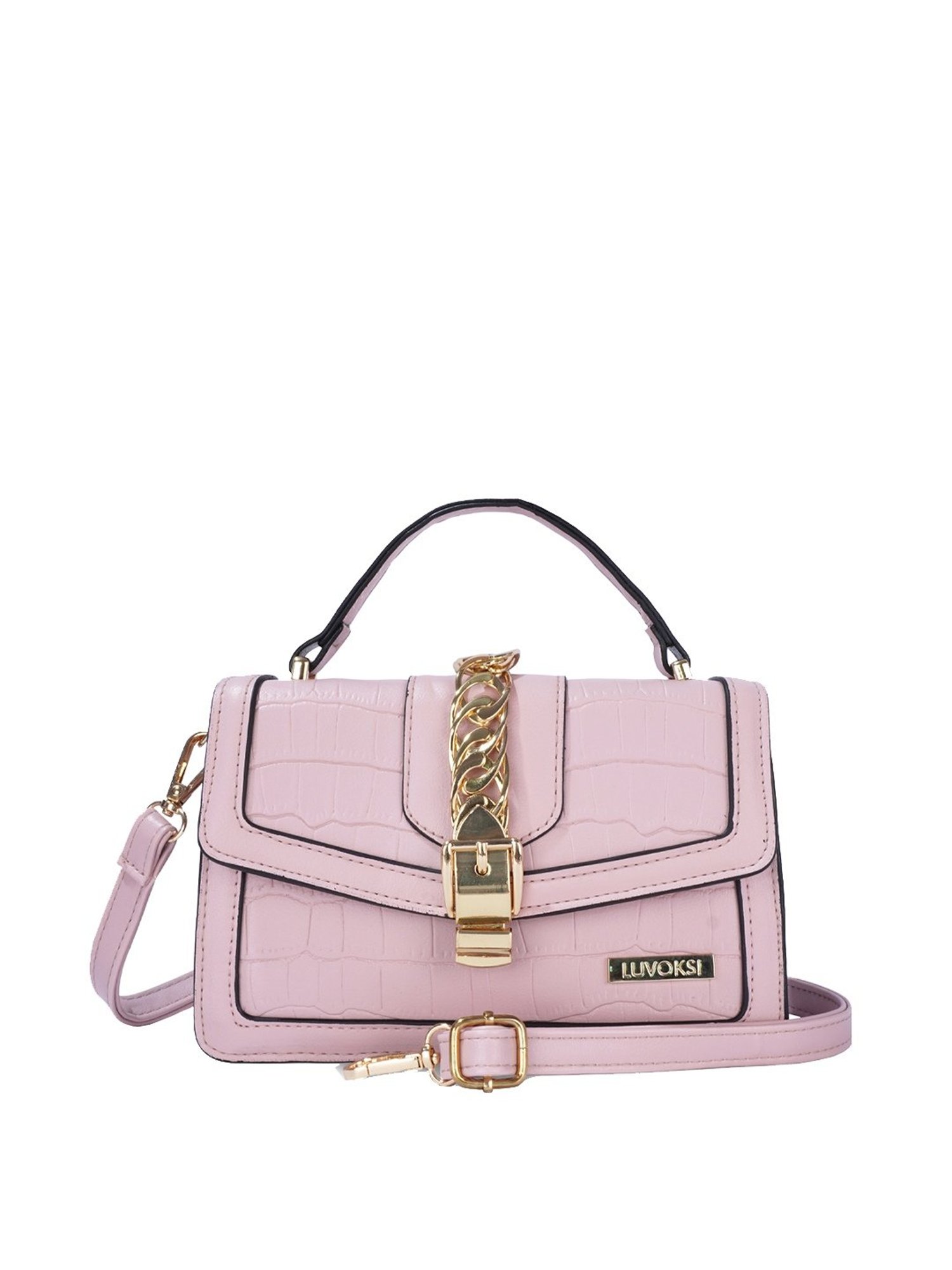 Luvoksi Pink Textured Medium Satchel Handbag