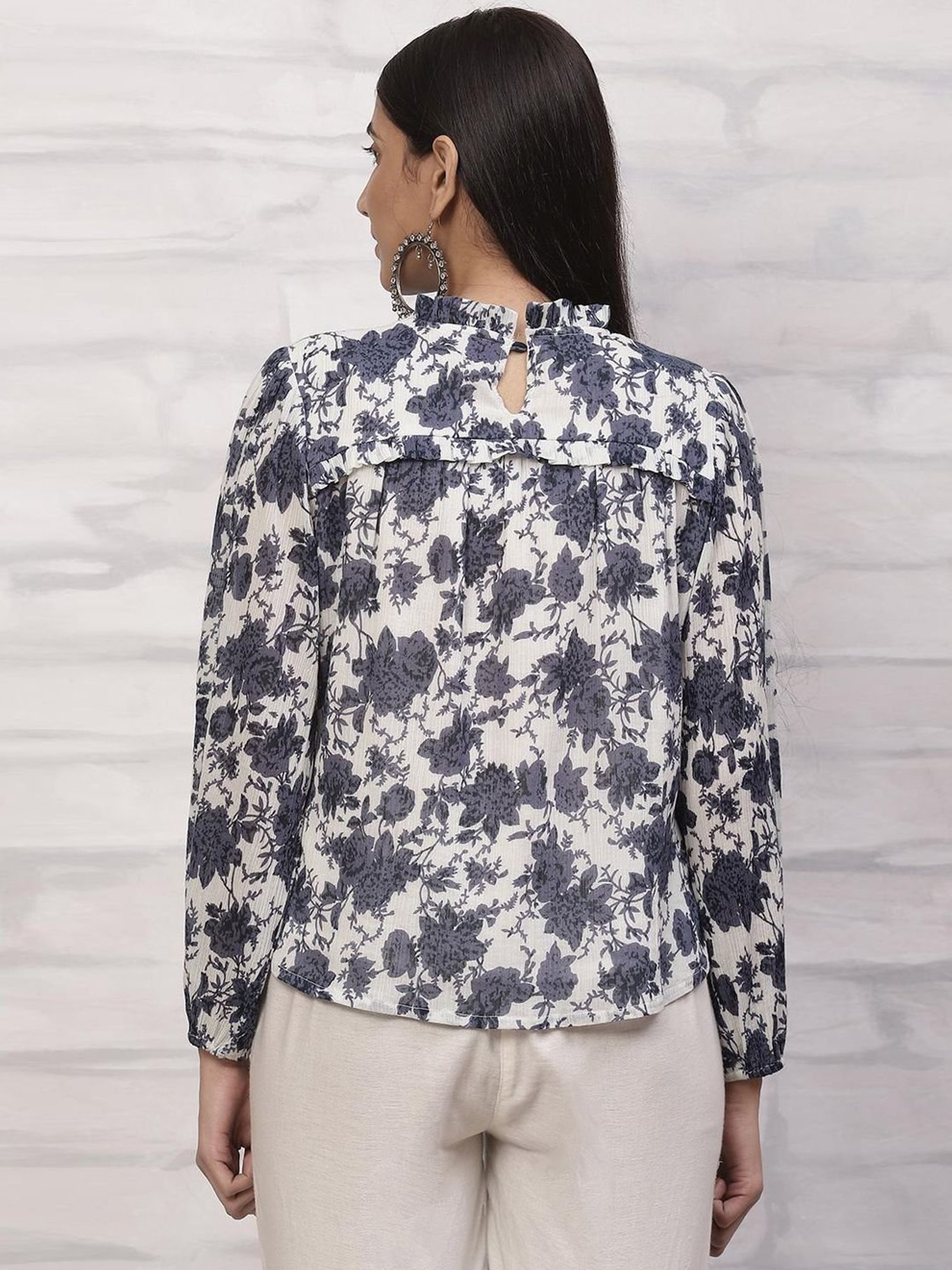 Rangriti Indigo Printed Top