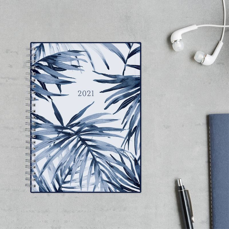 2021 Planner Notes 5.875" x 8.625" Clear Plastic Cover Weekly/Monthly Wirebound Keoni Navy - Blue Sky