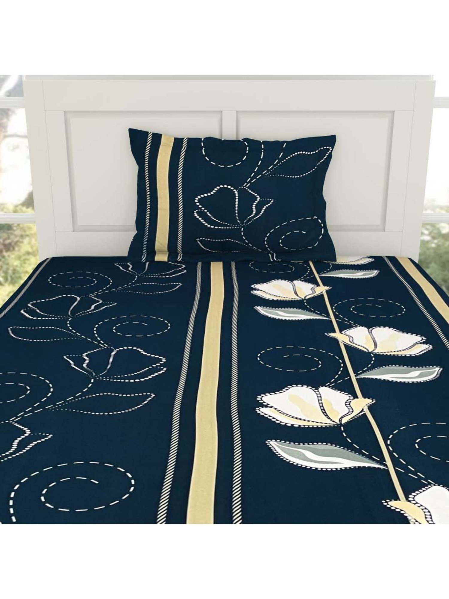 Welspun Assorted Microfiber 180 TC Single Bed Sheet With Pillow Cover