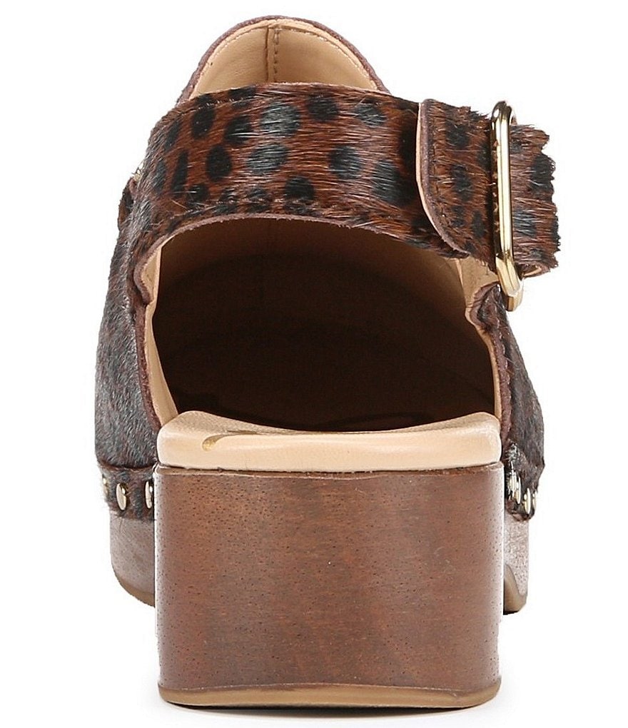 Sam Edelman Hilda Leopard Printed Calf Hair Studded Bit Buckle Clogs