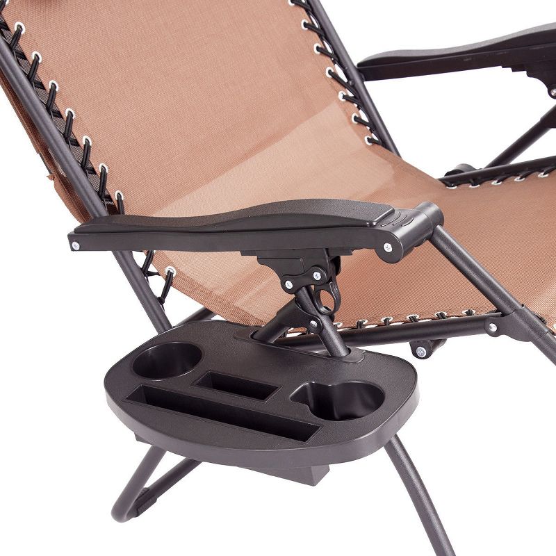 Costway Folding Recliner Zero Gravity Lounge Chair W/ Shade Canopy Cup Holder Brown