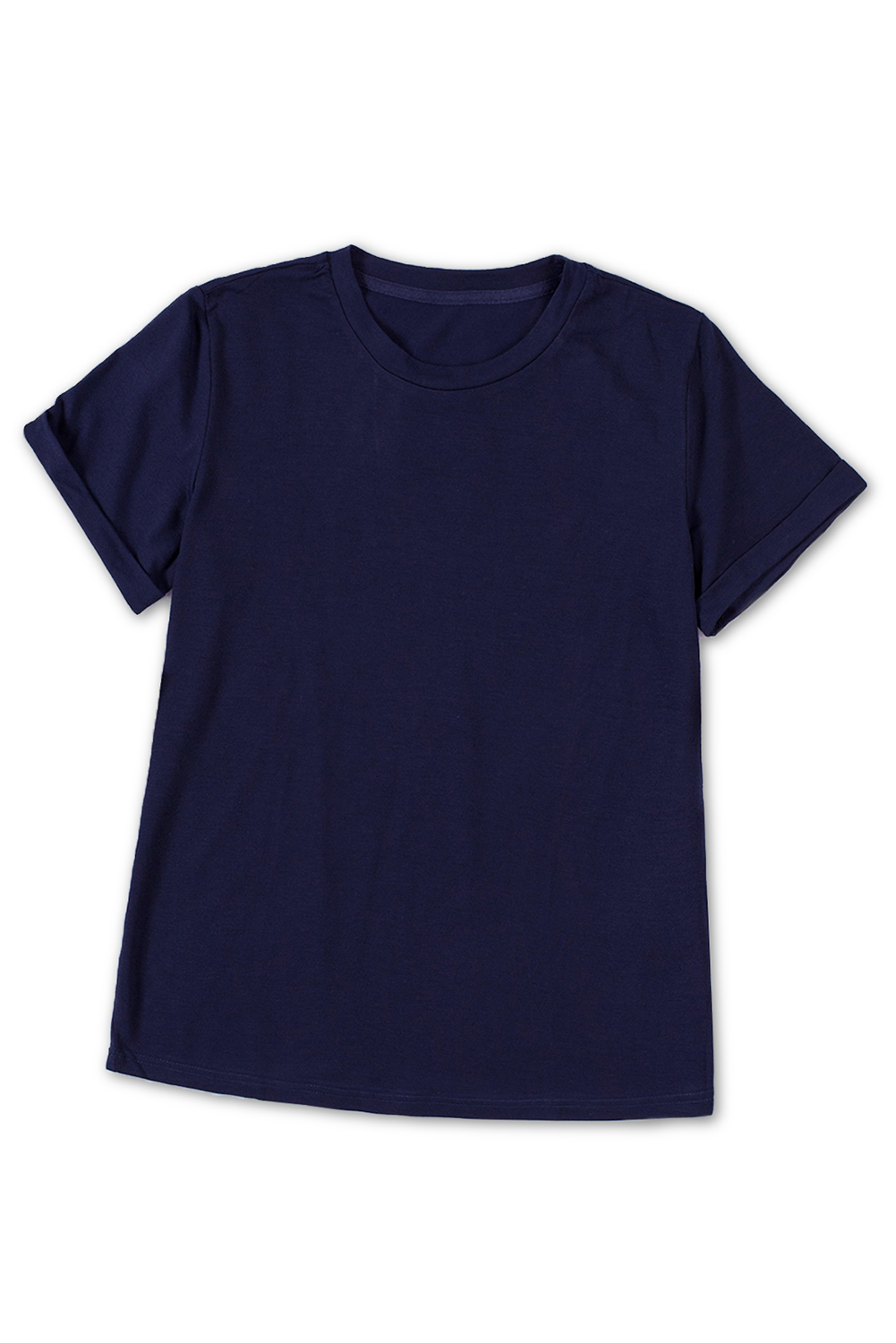 Blank T Shirt - Dark Blue Casual Solid Color Crew Neck Tee Customized