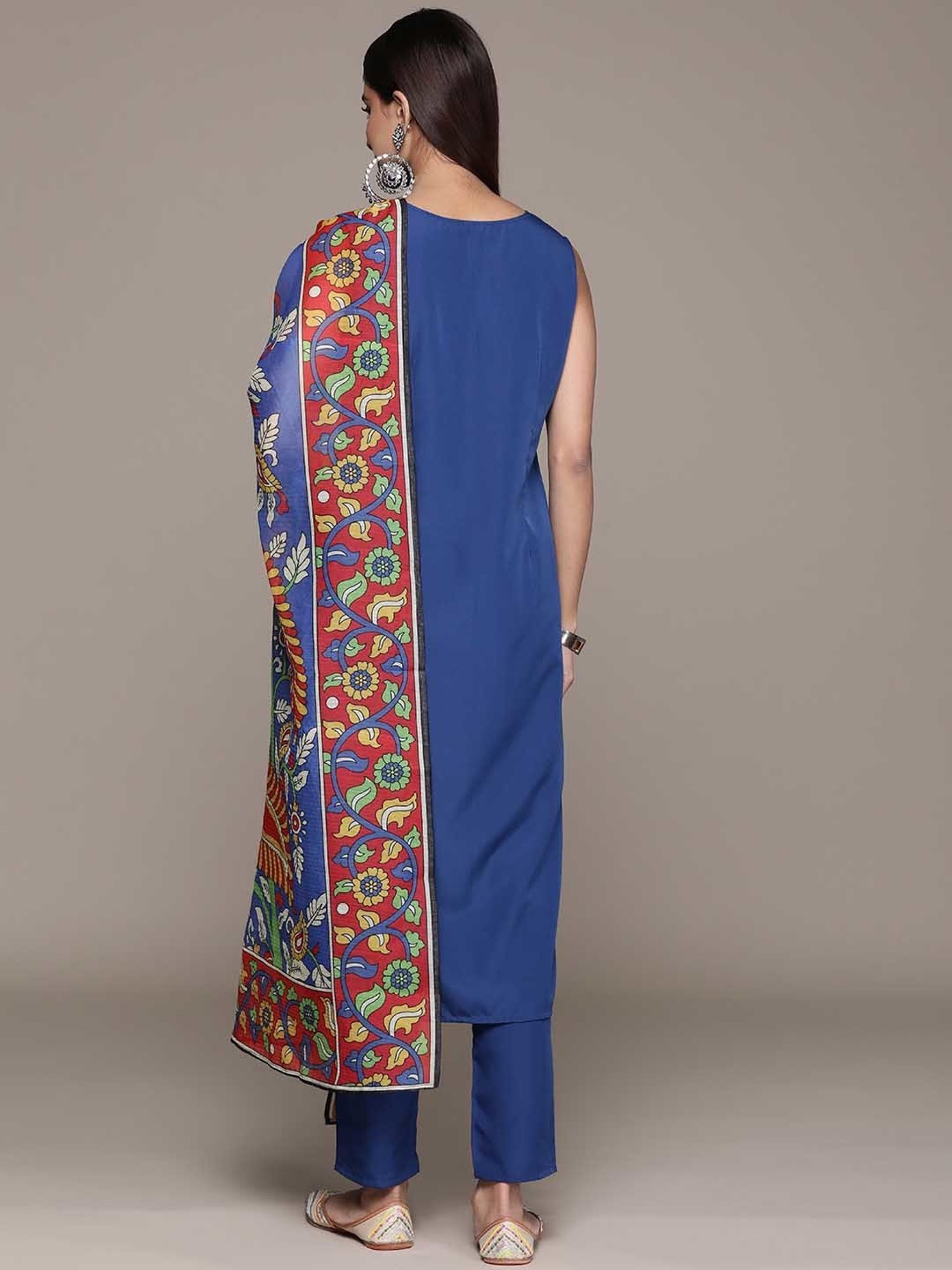 Ziyaa Blue Printed Kurta With Pant & Dupatta