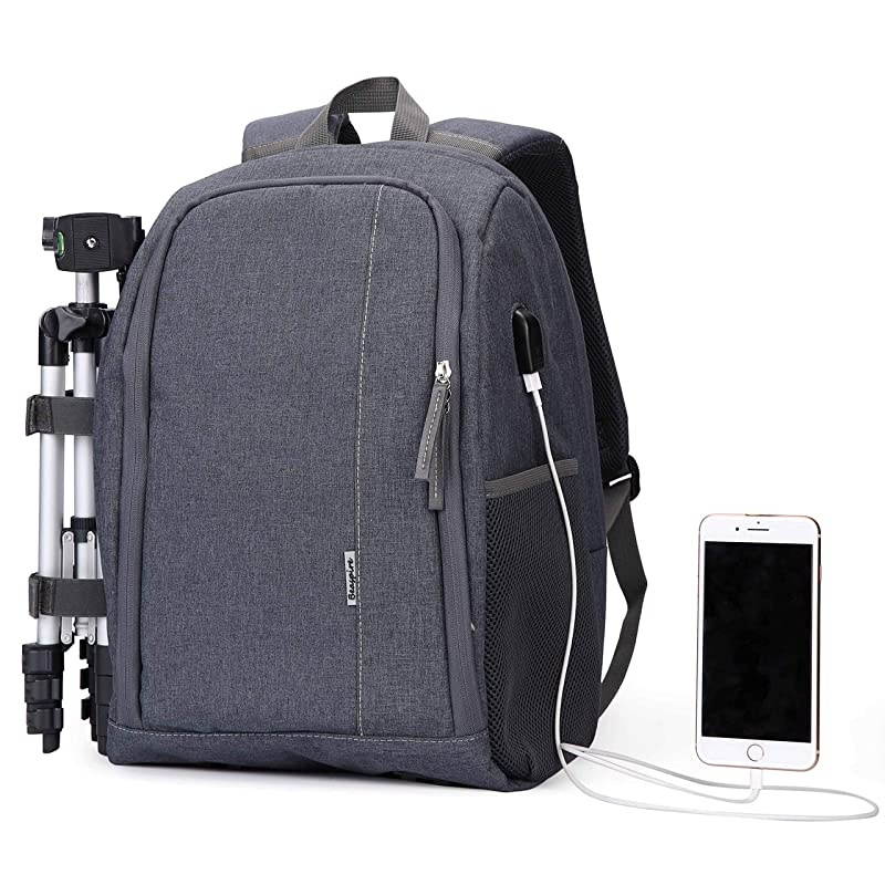 Camera Backpack PhotoBackpack Waterproof with Laptop Compartment/Tripod Holder for Nikon,Canon,Sony,Panasonic (Grey)