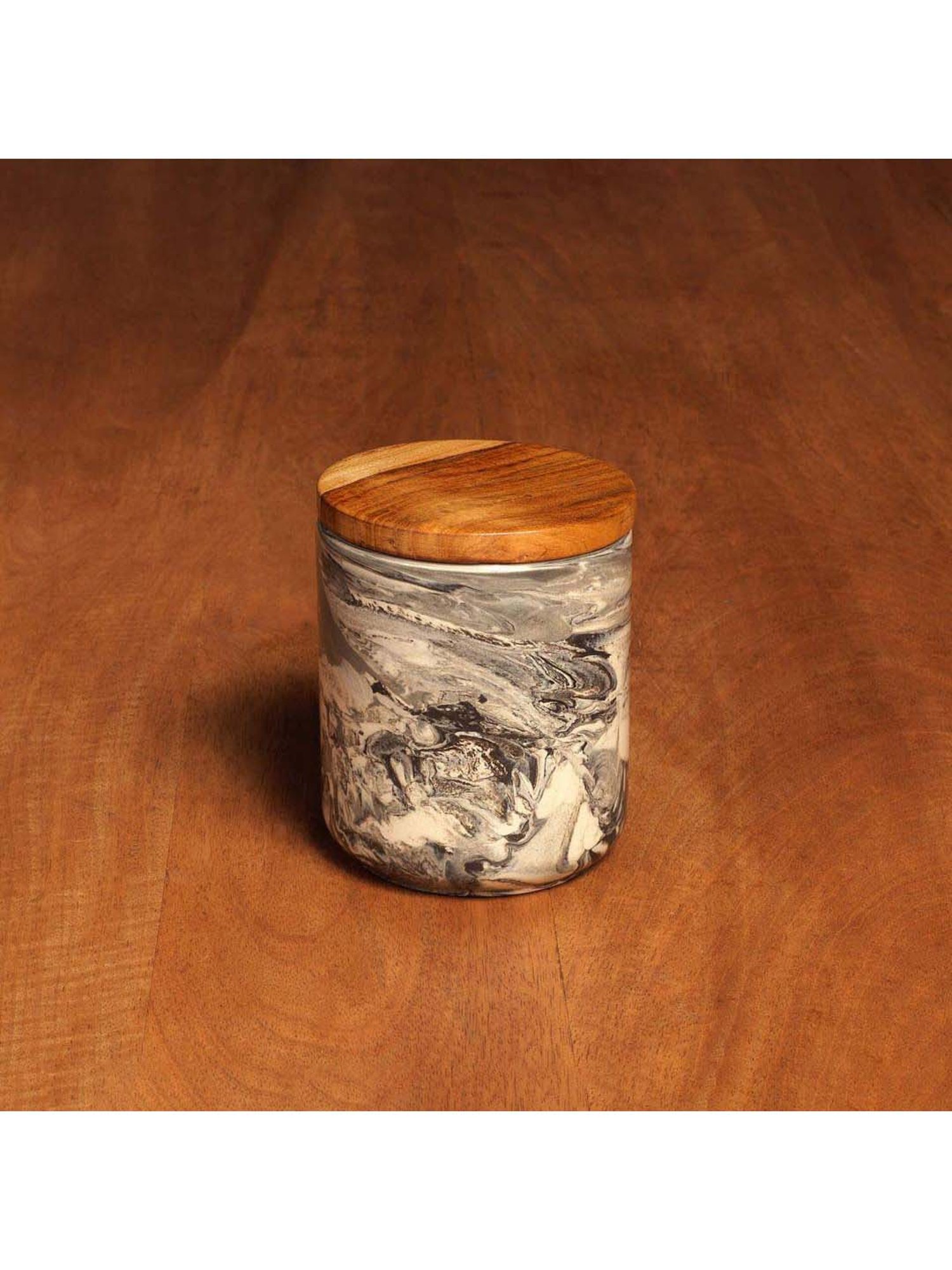 ellementry Carbon Black Ceramic Container with Lid (450 ml) - Set of 1