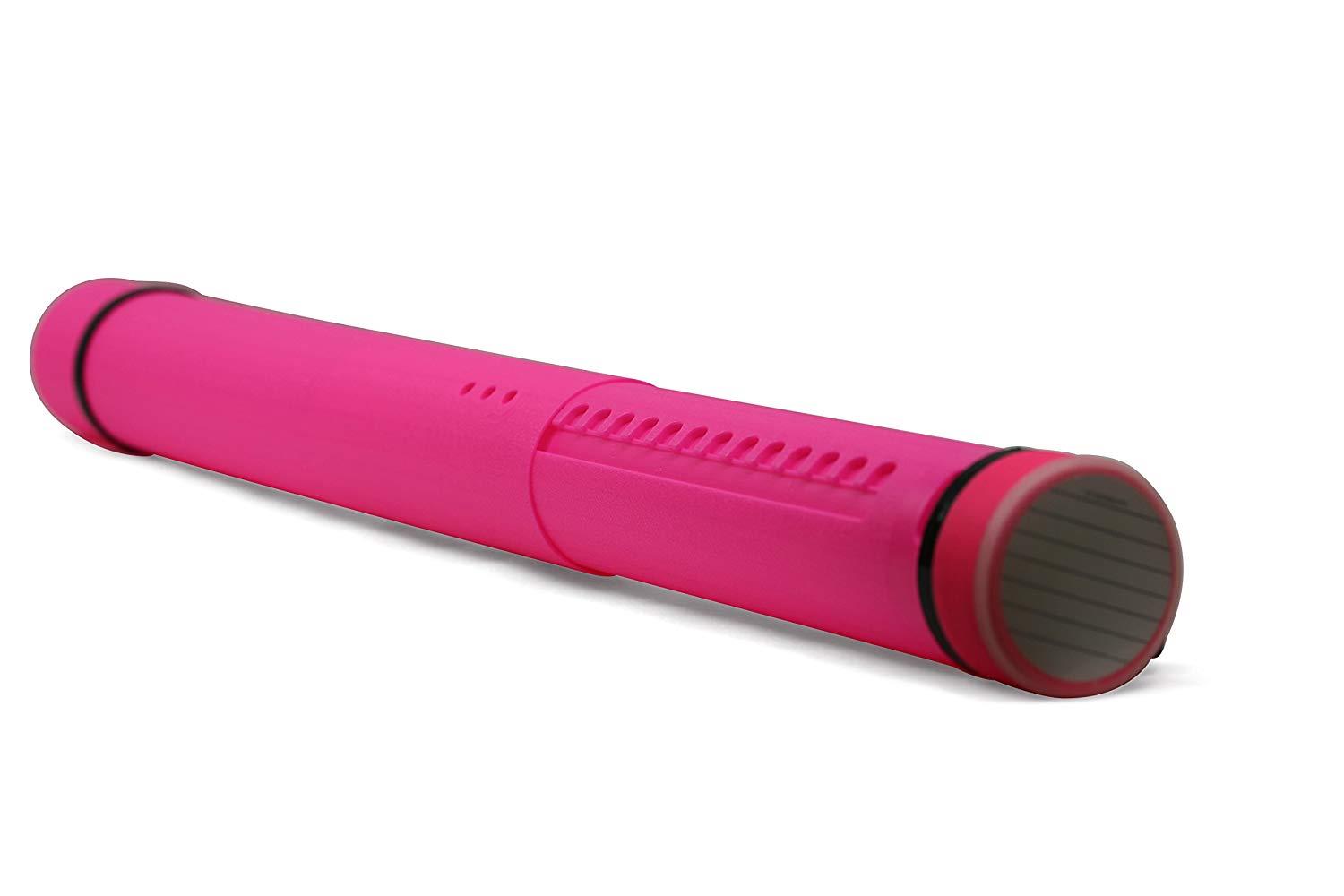 Nozlen Document Poster Tube - Hot Pink Plastic Storage Tube Expands from 24.5" up to 40" with Clear ID Card Cap - Water and Light Resistant - Telescoping For Posters, Artwork and Drawings Model DT3202