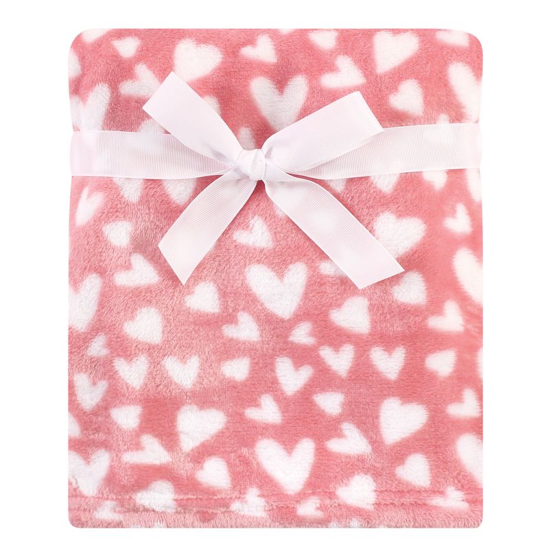 Luvable Friends Baby Girl Plush Blanket and Security Blanket, Bunny Heart, One Size