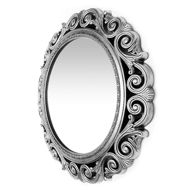 Infinity Instruments Antique Design Large 24-Inch Decorative Round Wall Mirror, Silver