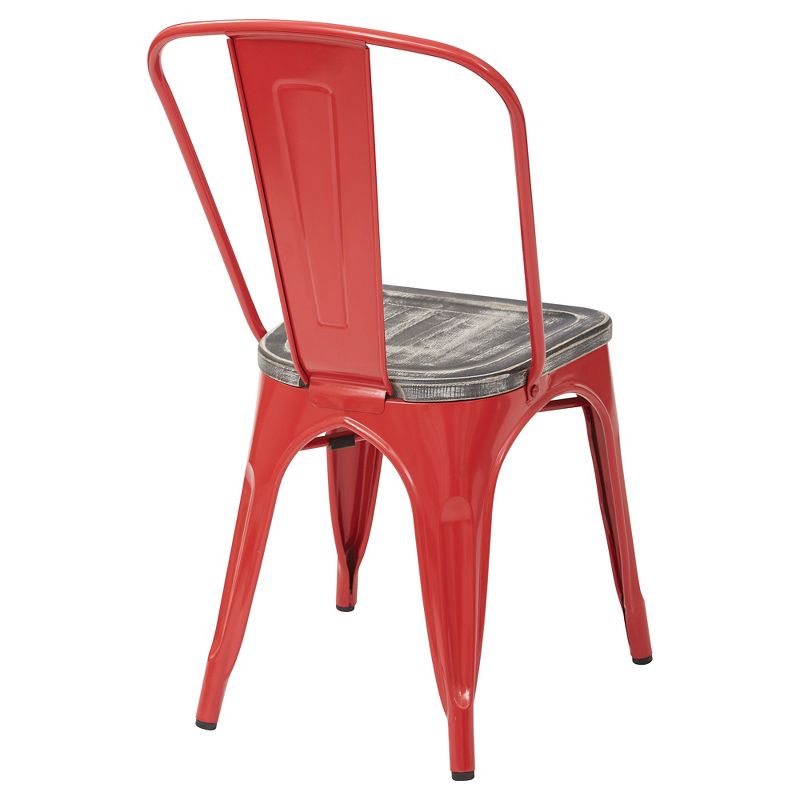 2pk Bristow Red Frame Metal Chair with Vintage Wood Seat Ash Crazy Horse - OSP Home Furnishings