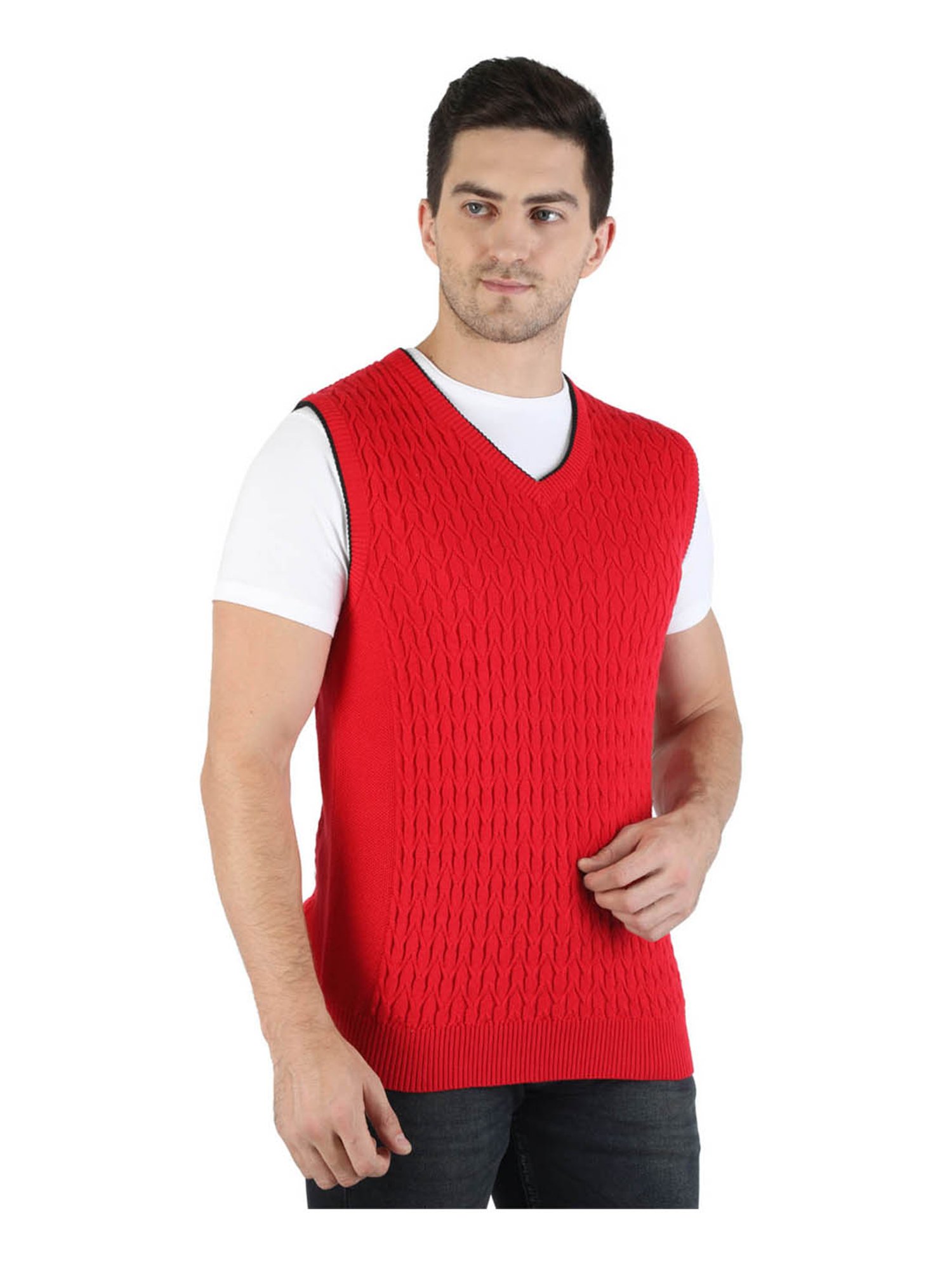 Monte Carlo Red Self Design Sweater