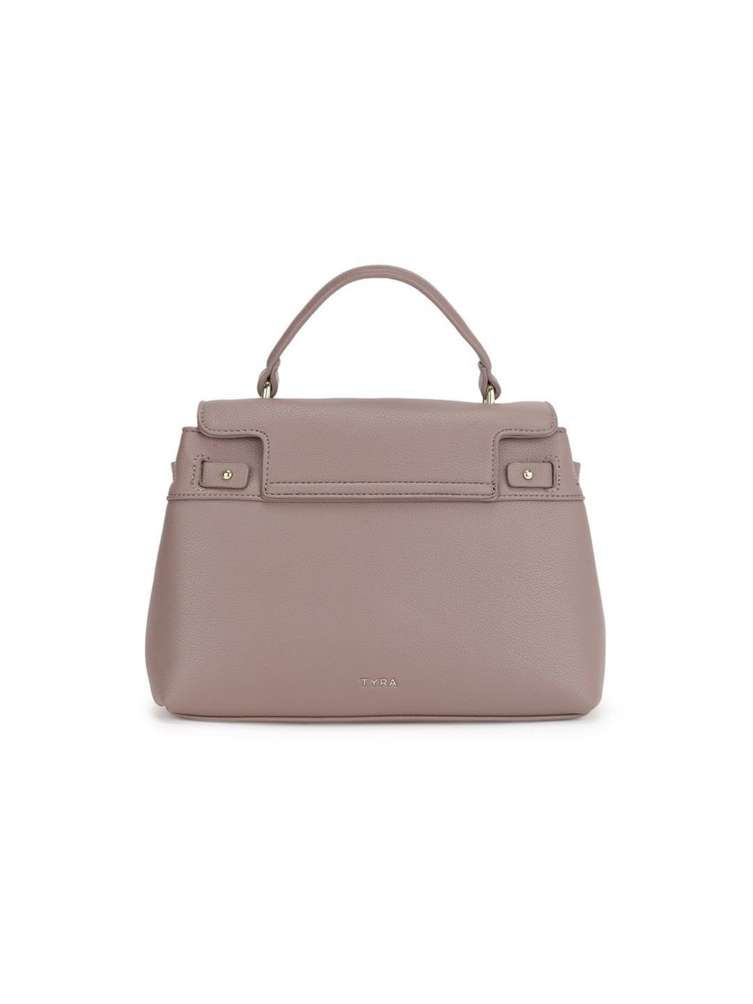 Tyra Lillian Taupe Solid Faux Leather Satchel Handbag