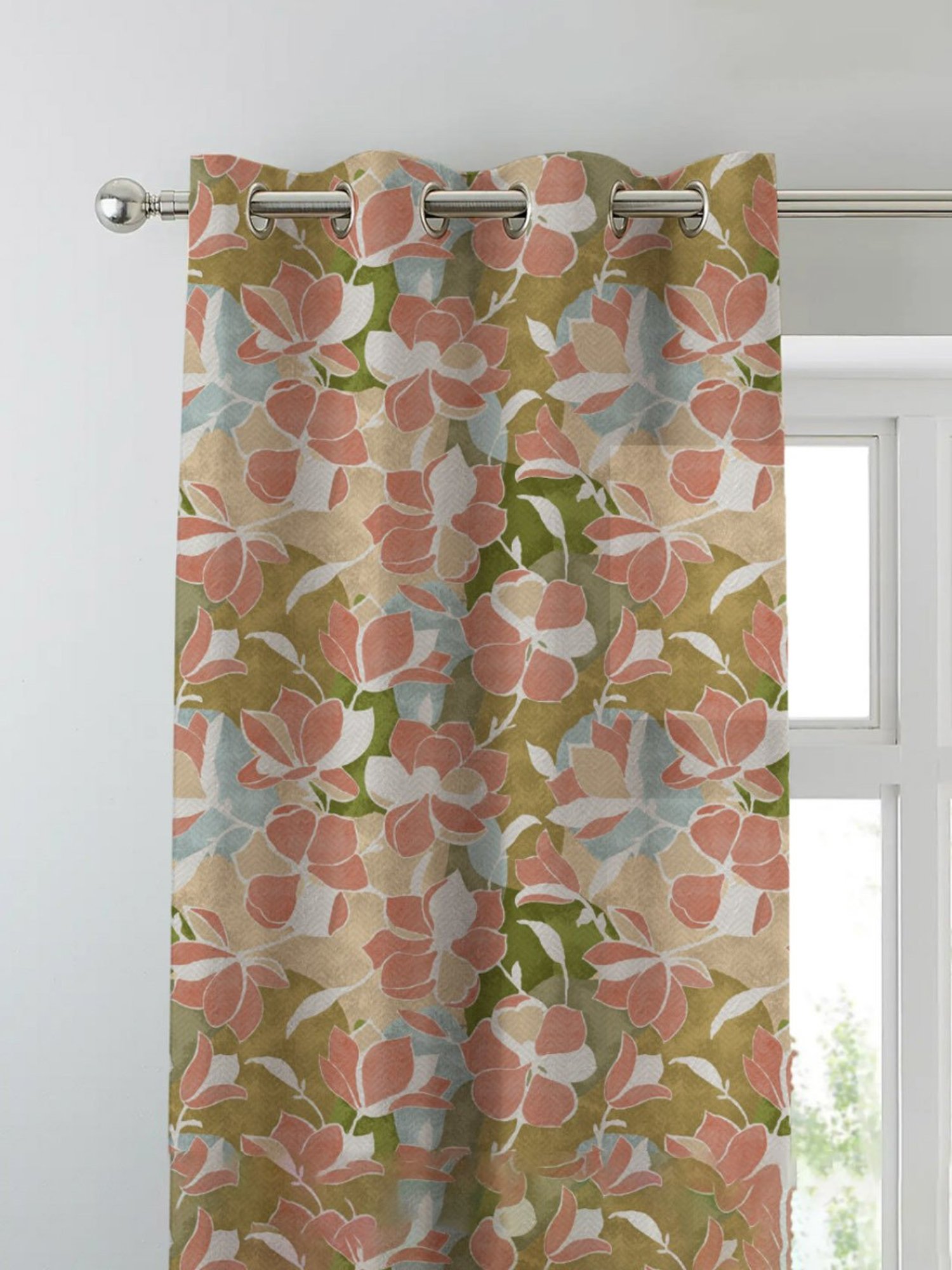 SPACES DRAPE STORY Boho Digital Print Multicolor Polyester 7 ft Door Curtains - Set of 4