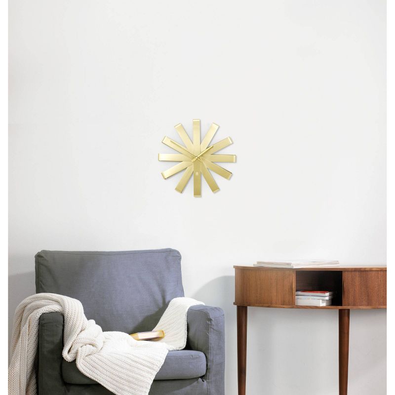 12" Ribbon Wall Clock Brass - Umbra