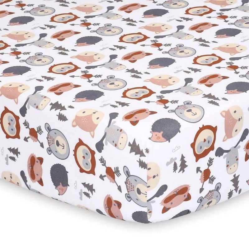 The Peanutshell Sheets Gray Woodland Faces/Plaid 2pk