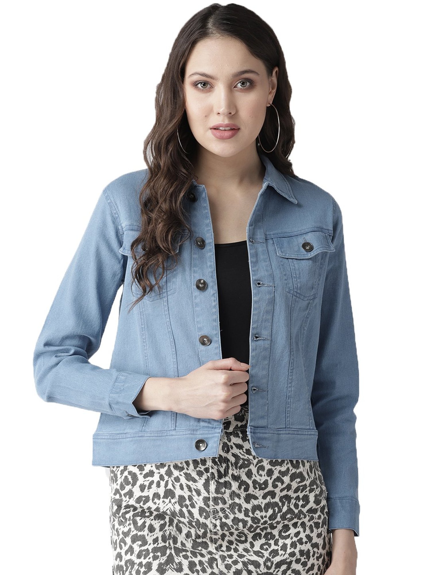 Style Quotient Women Light Wash Denim Smart Casual Jacket