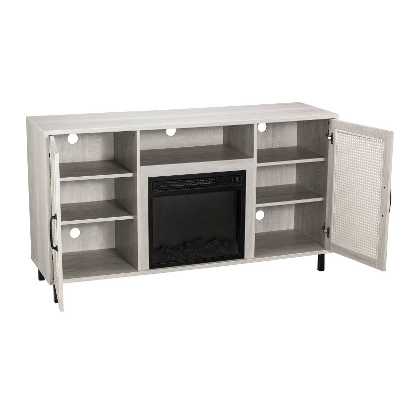 54" Transitional Electric Fireplace Saw Cut TV Stand for TVs up to 60" Off White - Home Essentials