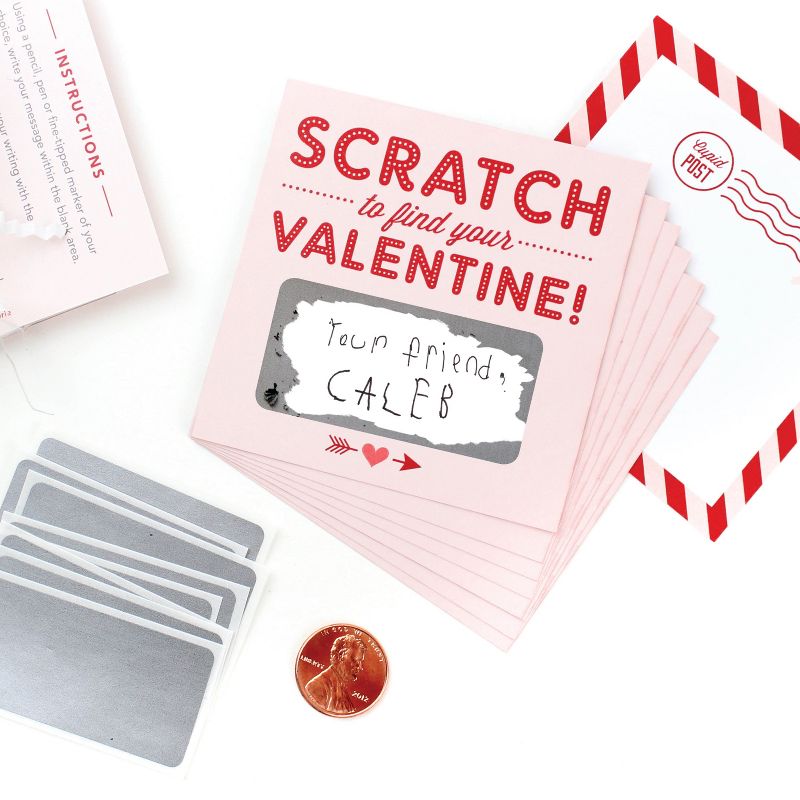 18ct Scratch-off Valentines Cards Pink