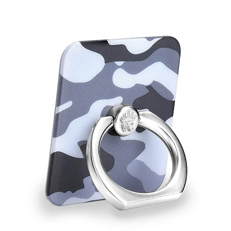 Cell Phone Ring Holder Finger Ring amp Stand Improves Phone Grip Compatible with iPhone Galaxy and Most Cases Except SiliconeLeather Gray Camo
