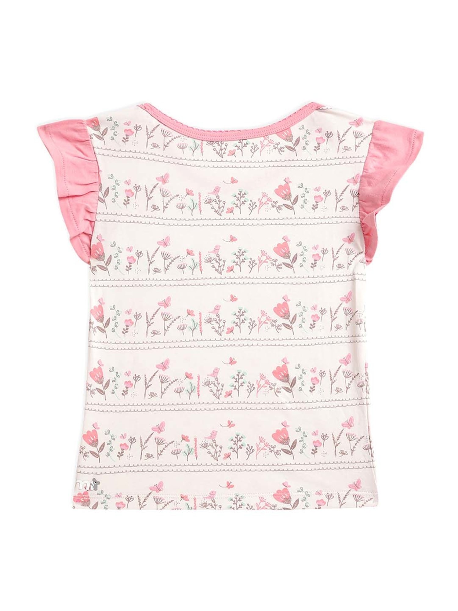 MiArcus Kids Pink Cotton Floral Print Top