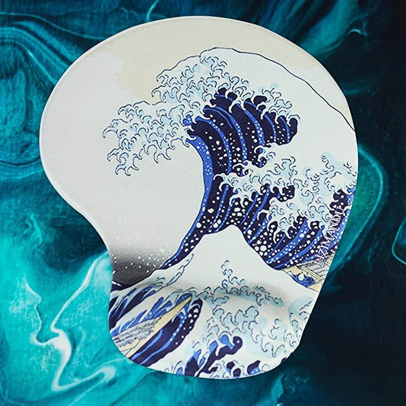 Non Slip Mouse Pad Wrist Rest for Office Computer Laptop Mac Durable Comfortable Lightweight for Easy Typing Pain ReliefErgonomic SupportHuge Wave