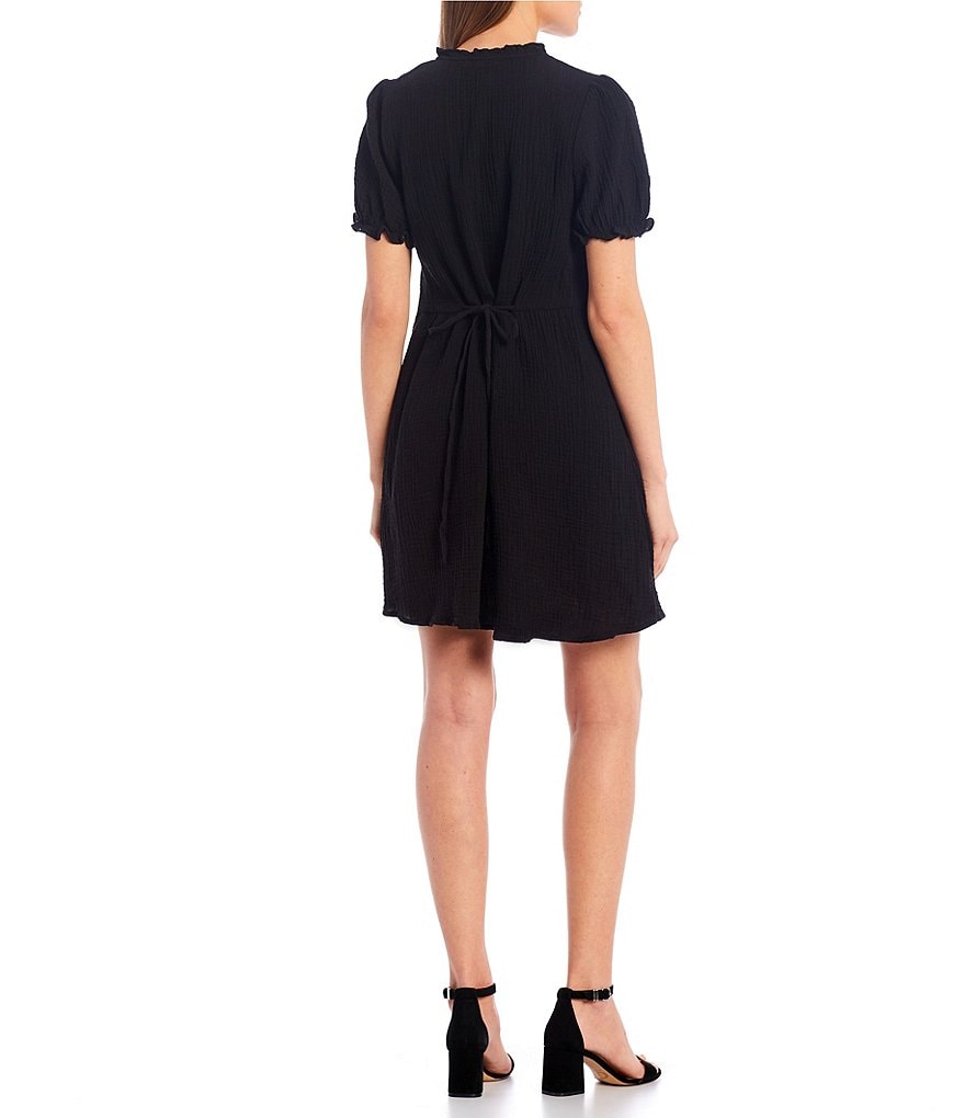 Love & Piece Short-Sleeve Chambray Babydoll Dress