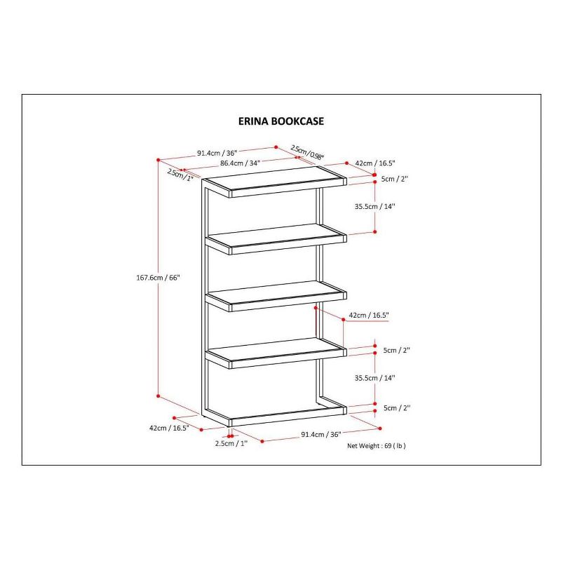 66"x36" Cecilia Solid Acacia Wood Bookshelf Rustic Natural Aged Brown - WyndenHall